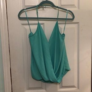 Sea foam green open back halter top Sz m